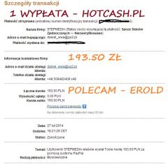 1 Wypłata z programu partnerskiego HOTCASH.pl ! 193.50 zł