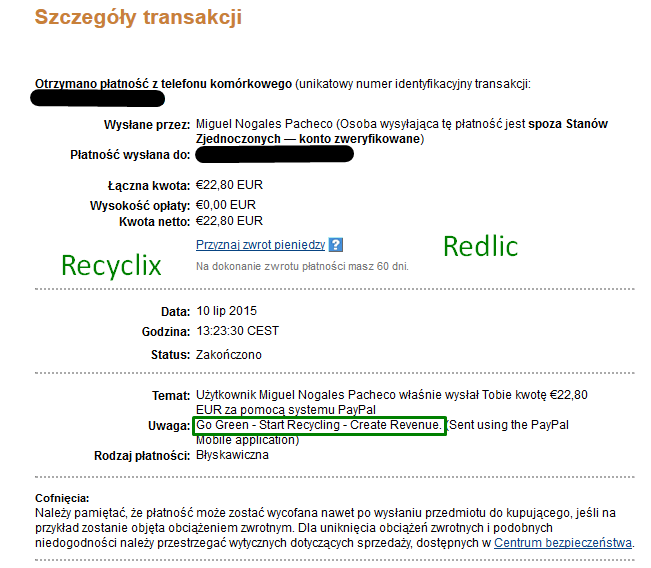 Pierwsza wypłata z Recyclix