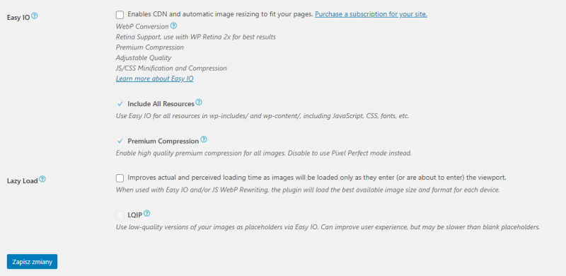 EWWW Image Optimizer - konfiguracja wtyczki - easy mode