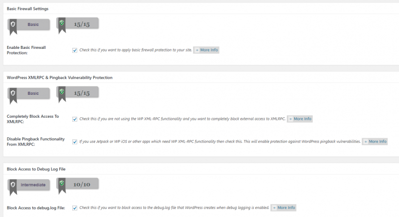 konfiguracja wtyczki ALL IN ONE SECURITY - firewall rules