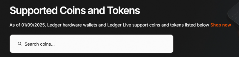 Tokeny obsługiwane przez ledger nano