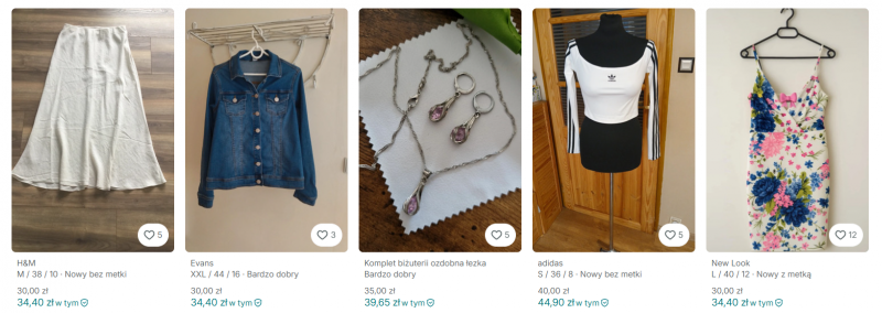 vinted - przykładowe oferty - opinie