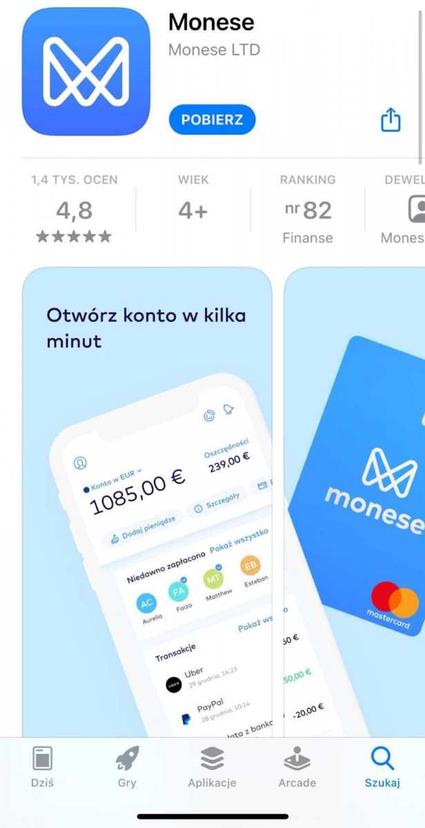 monese - aplikacja fintech - recenzja