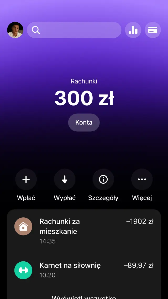 Revolut - panel klienta - historia transakcji