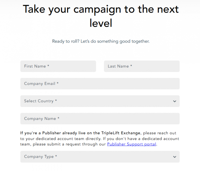 triplelift.com - formularz rejestracyjny