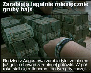 przykład bannera - "zarabiaj gruby hajs tygodniowo"