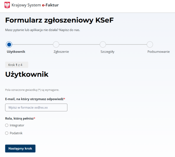 formularz zgłoszeniowy KSEF