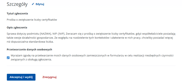 wysyłanie formularza zgłoszeniowego