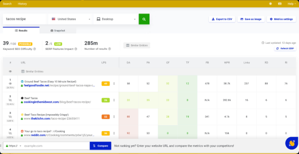 mangools - opinia o serp checker