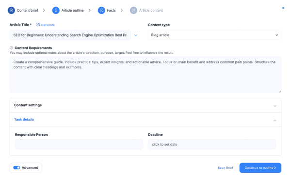 NeuronWriter - jak działa - widok panelu