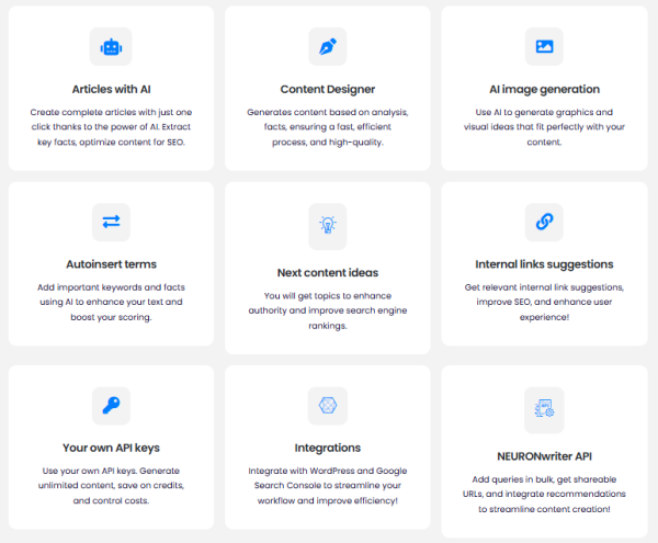 Funkcjonalności neuronwriter