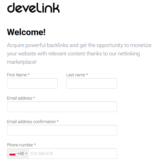 develink - rejestracja w marketplace artykułów sponsorowanych