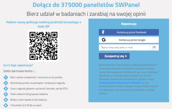sw panel - rejestracja w panelu badawczym
