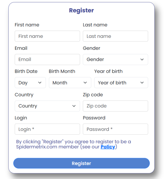 Spidermetrix - rejestracja w panelu z ankietami