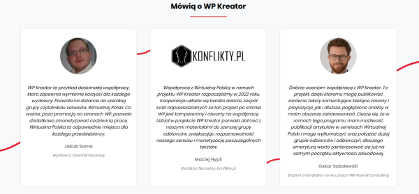 WP kreator - opinie użytkowników programu partnerskiego