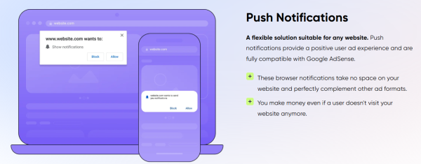 monetag ads - push notifications