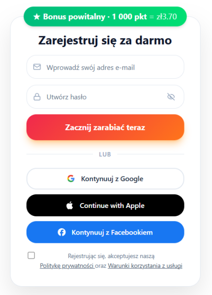 grabpoints - formularz do rejestracji nowych kont