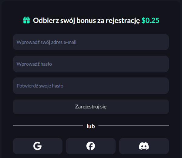 Gamehag - formularz rejestracyjny - bonus za rejestrację